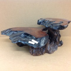 2tier REDWOOD MINI TABLE 9t 24w 17d laq.fin. $160 #MI10