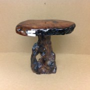 mini tables made on-site from wood